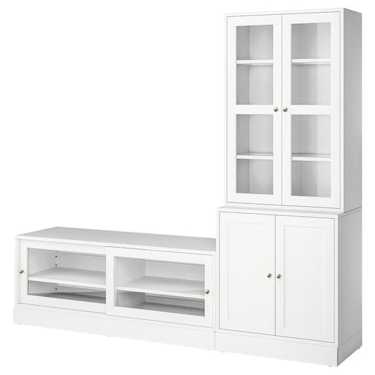 HAVSTA - TV storage combination/glass doors, white, 241x47x212 cm