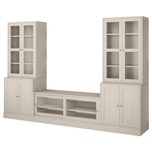 Ikea HAVSTA - TV storage combination/glass doors, grey-beige, 322x47x212 cm
