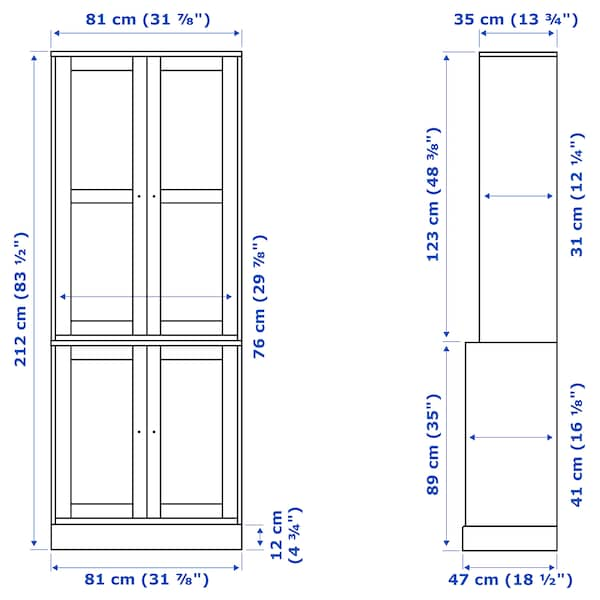 HAVSTA - Storage combination w glass-doors, white, 81x47x212 cm