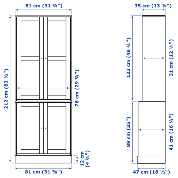 HAVSTA storage combination w glass-doors, white, 81x47x212 cm