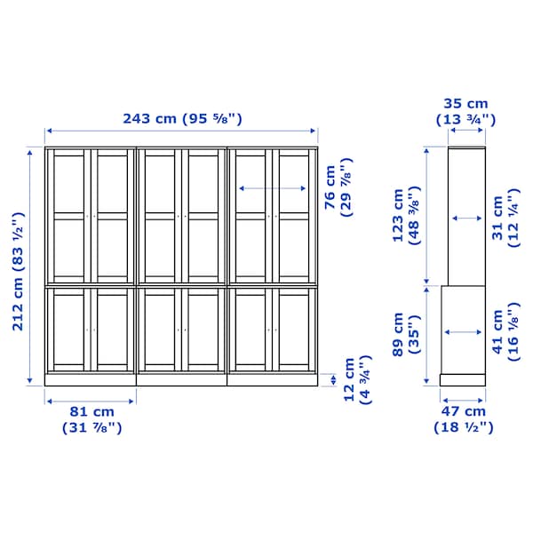 HAVSTA - Storage combination w glass-doors, white, 243x47x212 cm