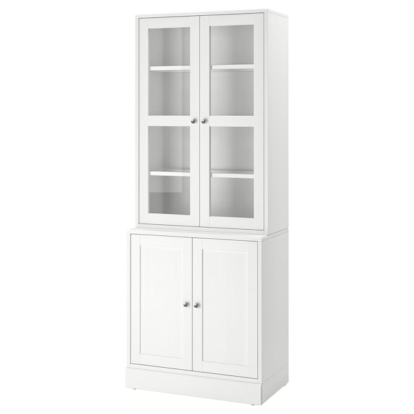 HAVSTA - Cabinet with glass doors, white,81x47x212 cm