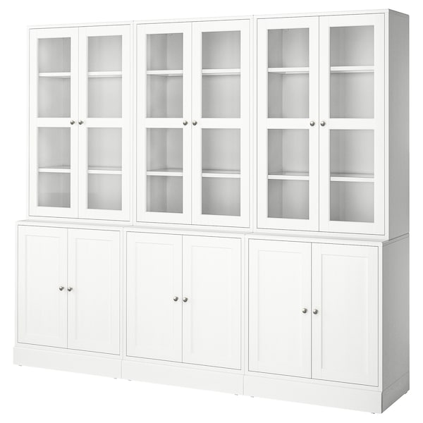 HAVSTA - Cabinet with glass doors, white,243x47x212 cm