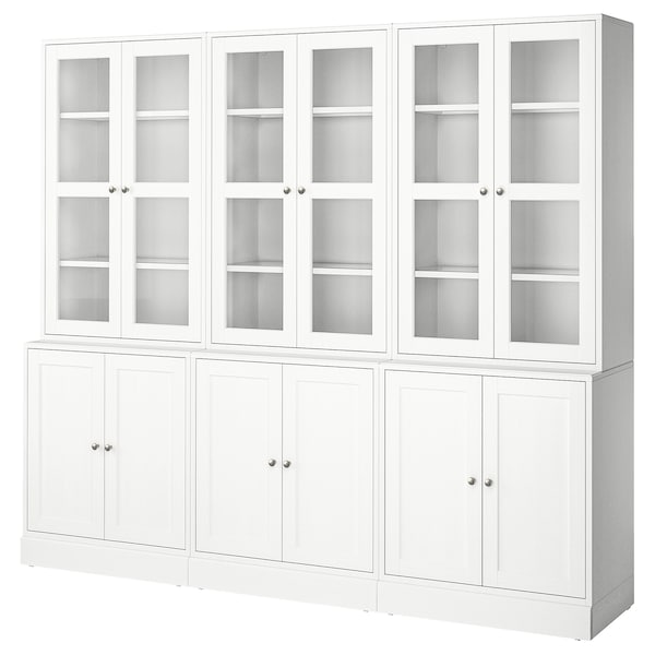 HAVSTA - Storage combination w glass-doors, white, 243x47x212 cm