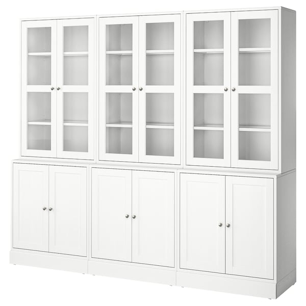 HAVSTA storage combination w glass-doors, white, 243x47x212 cm