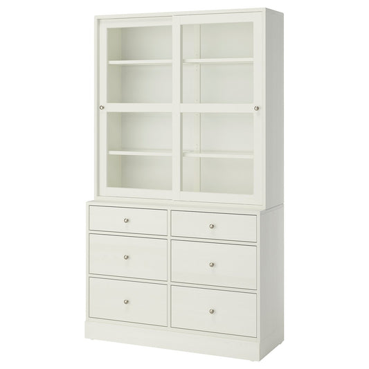 HAVSTA storage combination w glass-doors, white, 53x212x35 cm