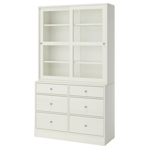 HAVSTA storage combination w glass-doors, white, 121x47x212 cm