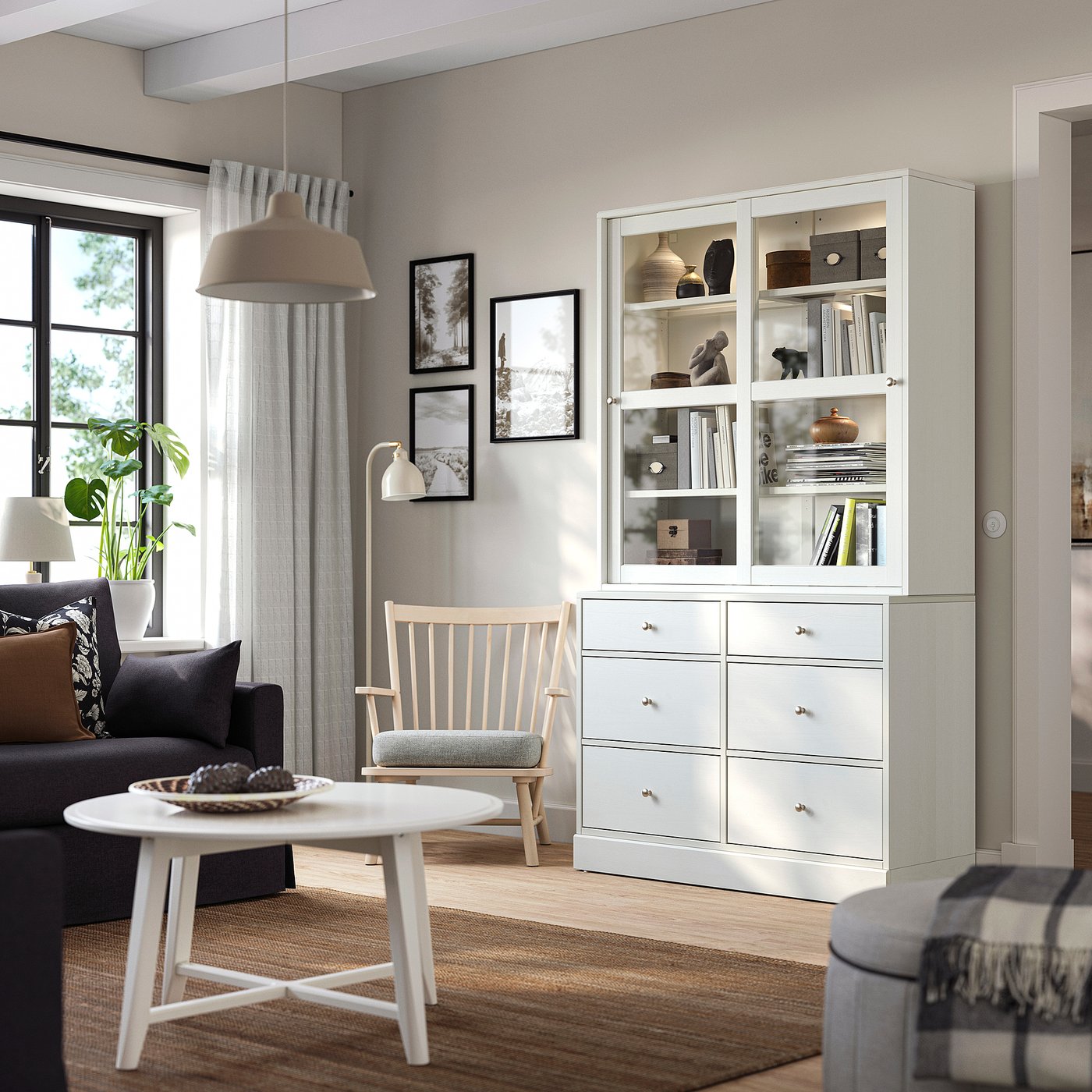 HAVSTA storage combination w glass-doors, white, 53x212x35 cm