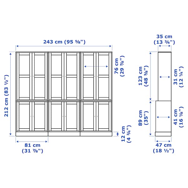 Ikea HAVSTA - Storage combination w glass-doors, grey-beige, 243x47x212 cm