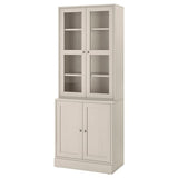 HAVSTA storage combination w glass-doors, grey-beige, 81x47x212 cm