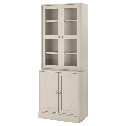 HAVSTA - Storage combination w glass-doors, grey-beige, 81x47x212 cm