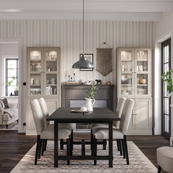 HAVSTA storage combination w glass-doors, grey-beige, 81x47x212 cm