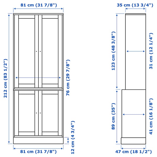 HAVSTA storage combination with doors, grey-beige, 81x47x212 cm