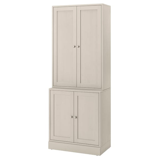 HAVSTA - Storage combination with doors, grey-beige, 81x47x212 cm