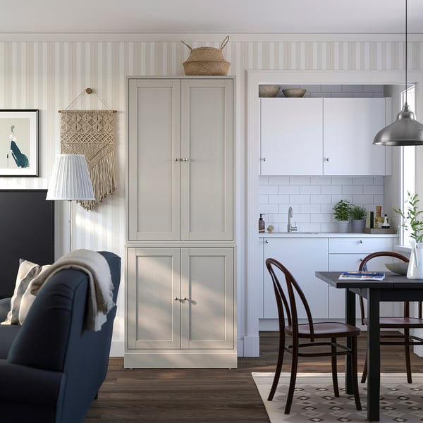 HAVSTA storage combination with doors, grey-beige, 81x47x212 cm