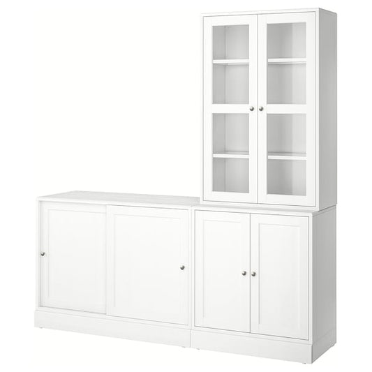 HAVSTA - Storage combination w sliding doors, white, 202x47x212 cm