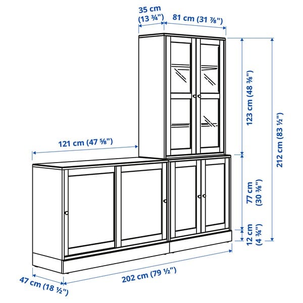 Ikea HAVSTA - Storage combination w sliding doors, white, 202x47x212 cm