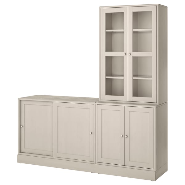 HAVSTA storage combination w sliding doors, grey-beige, 202x47x212 cm