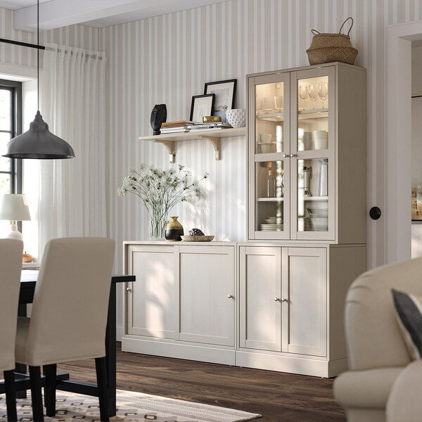HAVSTA - Cabinet with sliding doors, grey-beige,202x47x212 cm