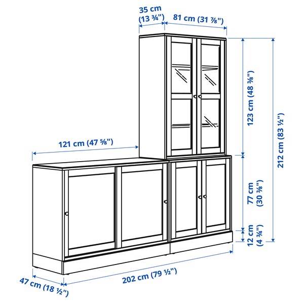 HAVSTA - Storage combination w sliding doors, grey-beige, 202x47x212 cm