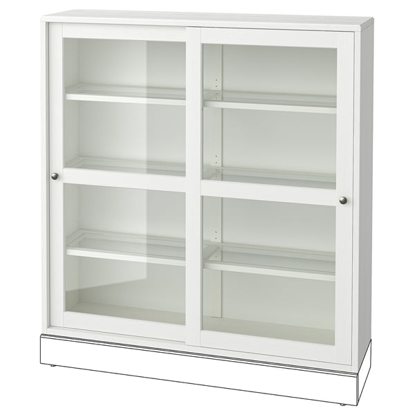 HAVSTA glass-door cabinet, white, 121x35x123 cm