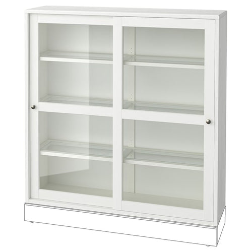 HAVSTA - Glass-door cabinet, white, 121x35x123 cm