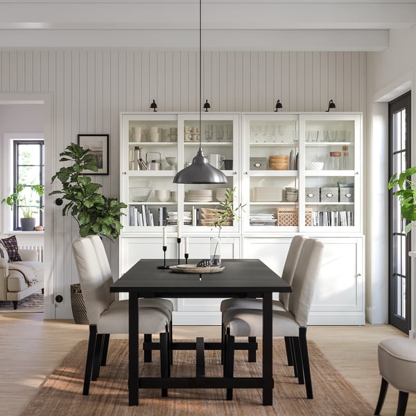 HAVSTA glass-door cabinet, white, 121x35x123 cm