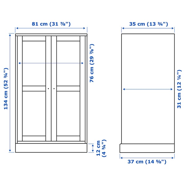 HAVSTA glass-door cabinet with plinth, white/clear glass, 81x37x134 cm