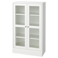 HAVSTA - Glass-door cabinet with plinth, white/clear glass, 81x37x134 cm