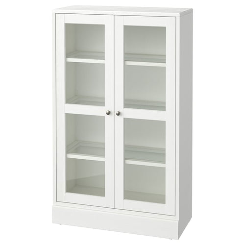 HAVSTA - Glass-door cabinet with plinth, white/clear glass, 81x37x134 cm