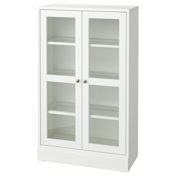 HAVSTA - HAVSTA Glass-door cabinet with plinth, white/clear glass, 81x37x134 cm
