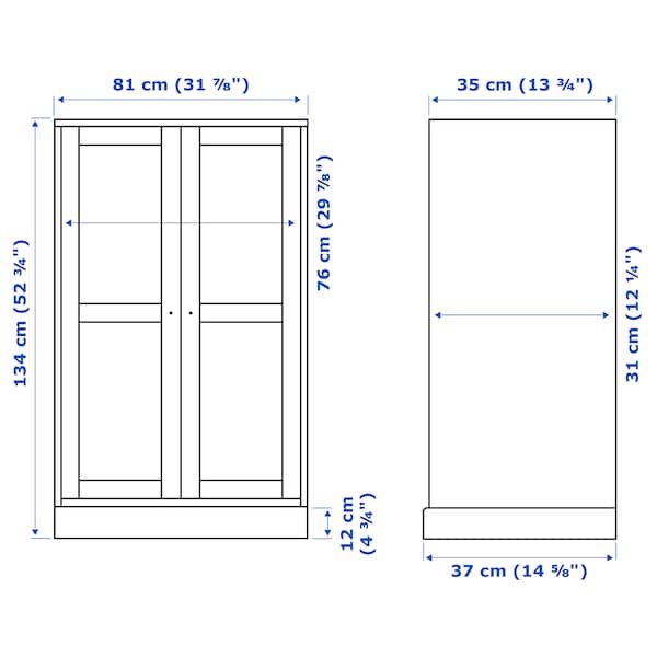 Ikea HAVSTA - Glass-door cabinet with plinth, grey-beige/clear glass, 81x37x134 cm