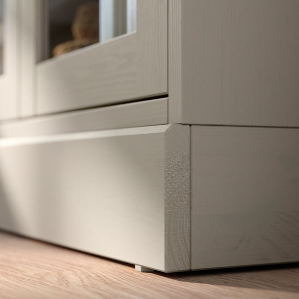 HAVSTA glass-door cabinet with plinth, grey-beige/clear glass, 81x37x134 cm