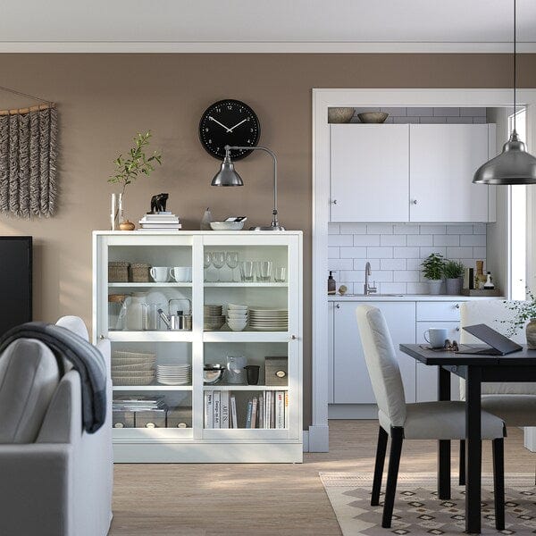 Ikea HAVSTA - Glass-door cabinet with plinth, white clear glass, 121x37x134 cm