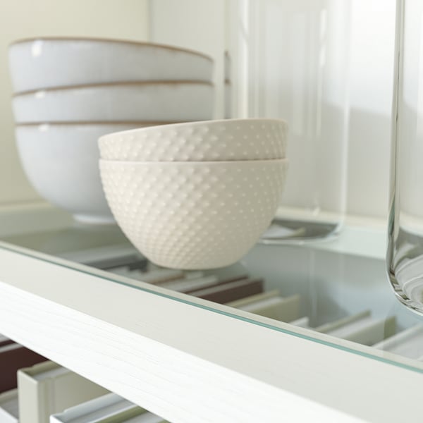 HAVSTA - HAVSTA Glass-door cabinet with plinth, white clear glass, 121x37x134 cm
