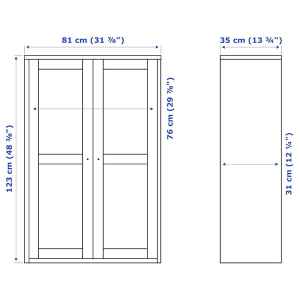 HAVSTA - Glass-door cabinet, grey-beige, 81x35x123 cm