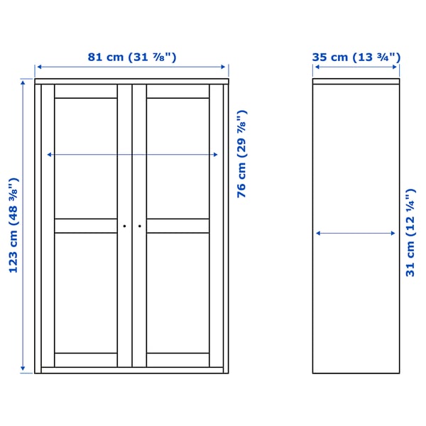 HAVSTA glass-door cabinet, grey-beige, 81x35x123 cm