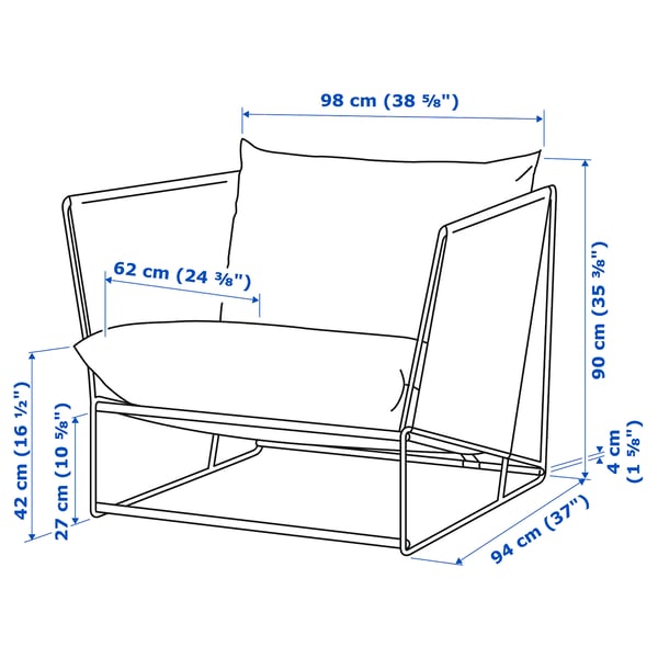 HAVSTEN armchair, outdoor, beige/beige, 98x90x94 cm
