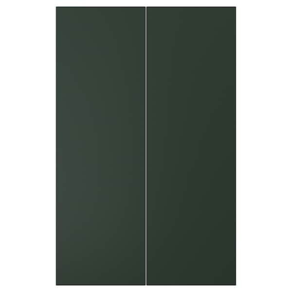 HAVSTORP - 2-p door f corner base cabinet set, deep green, 25x80 cm