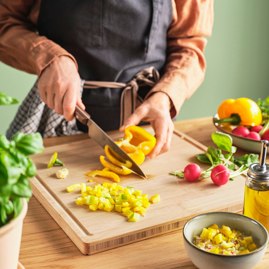 HAVSTULPAN chopping board, bamboo, 35x35 cm
