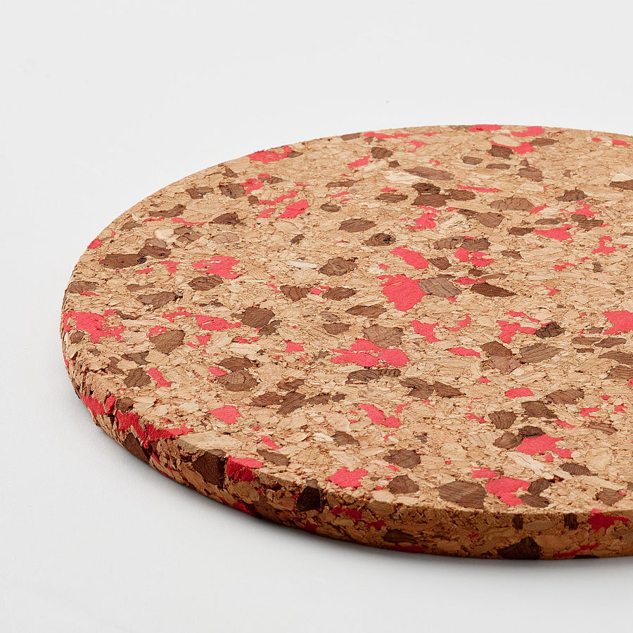 HEAT pot stand, cork patterned/bright red, 19 cm