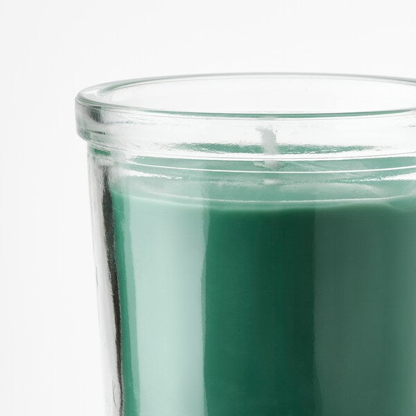 HEDERSAM - Scented candle in glass, Fresh grass/light green, 20 hr