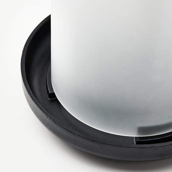 HEDERVÄRD - HEDERVÄRD Lantern, frosted glass/black, 22 cm
