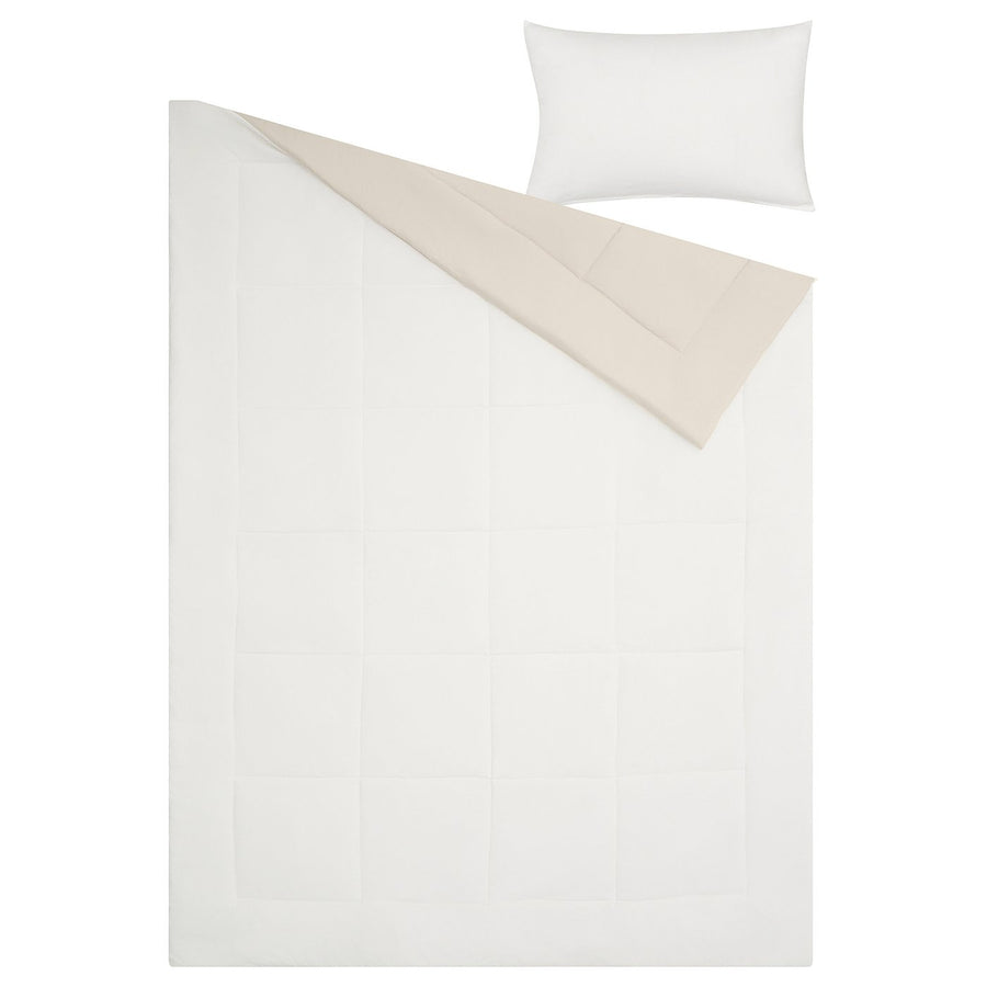 HEDFRYLE comforter set, white/beige, 150x200/50x80 cm