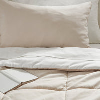 HEDFRYLE comforter set, white/beige, 150x200/50x80 cm