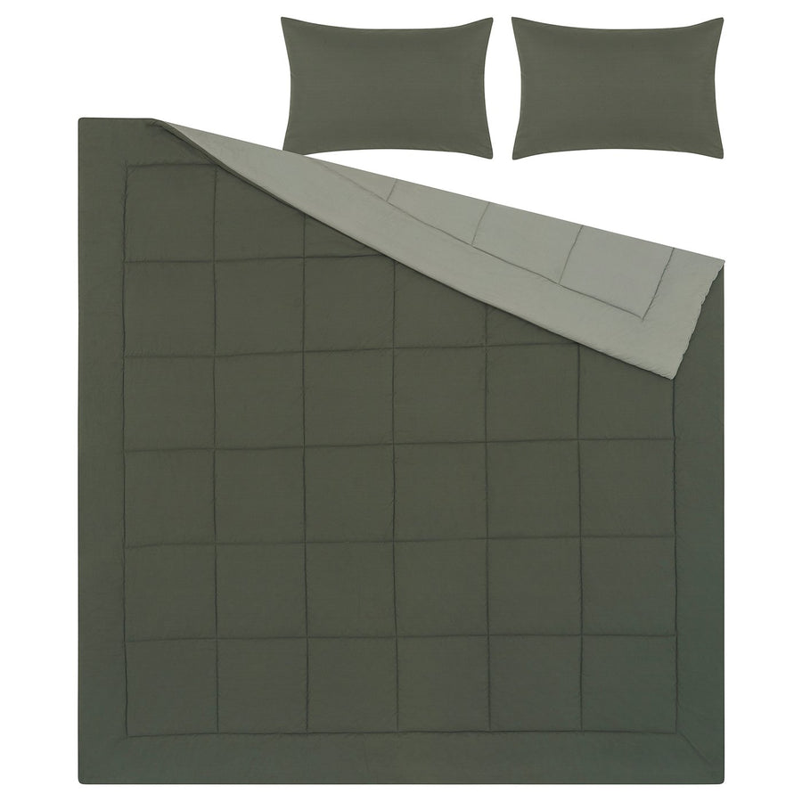 HEDFRYLE comforter set, green, 240x220/50x80 cm
