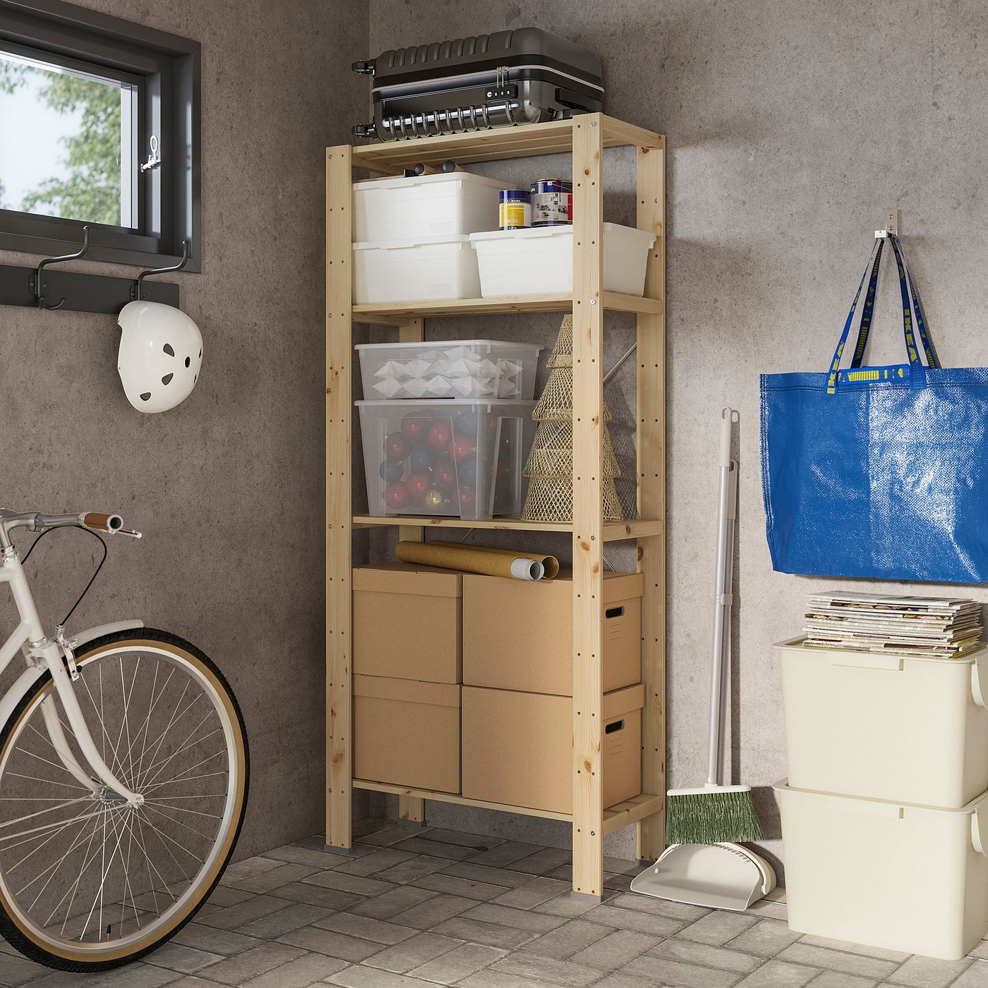 HEJNE 1 section, with end protectors/pine, 78x31x172 cm