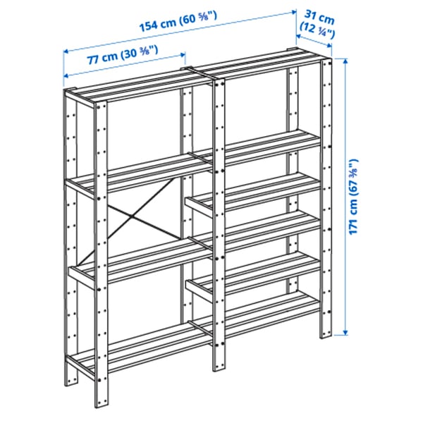 HEJNE 2 sections, with end protectors/pine, 154x31x172 cm
