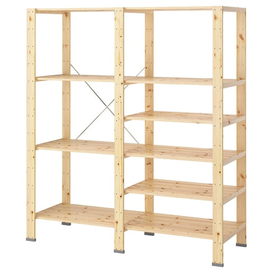 HEJNE - 2 sections, with hoods/pine, 154x50x172 cm - Width: 154 cmDepth: 50 cmHeight: 172 cmMaximum load/shelf: 50 kg