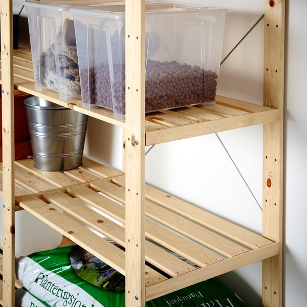 HEJNE 4 sections/shelves, pine, 307x50x171 cm